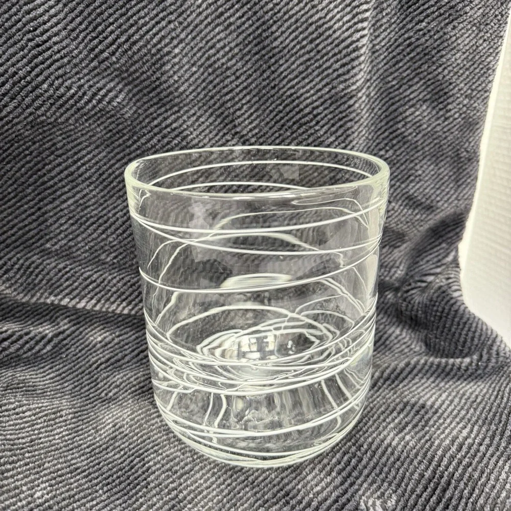 Blown Glass Clear Vase With White Modern‎ Design 5.75